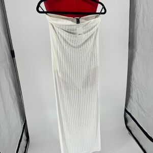 Forever 21 White Strapless Dress with Rhinestone Accents Tube semi sheer